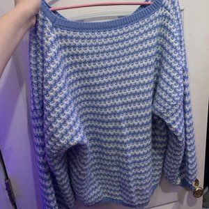Blue and white oversized sweater